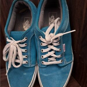 Vans Turquoise Canvas Sneakers with White Accents. Men’s Size8